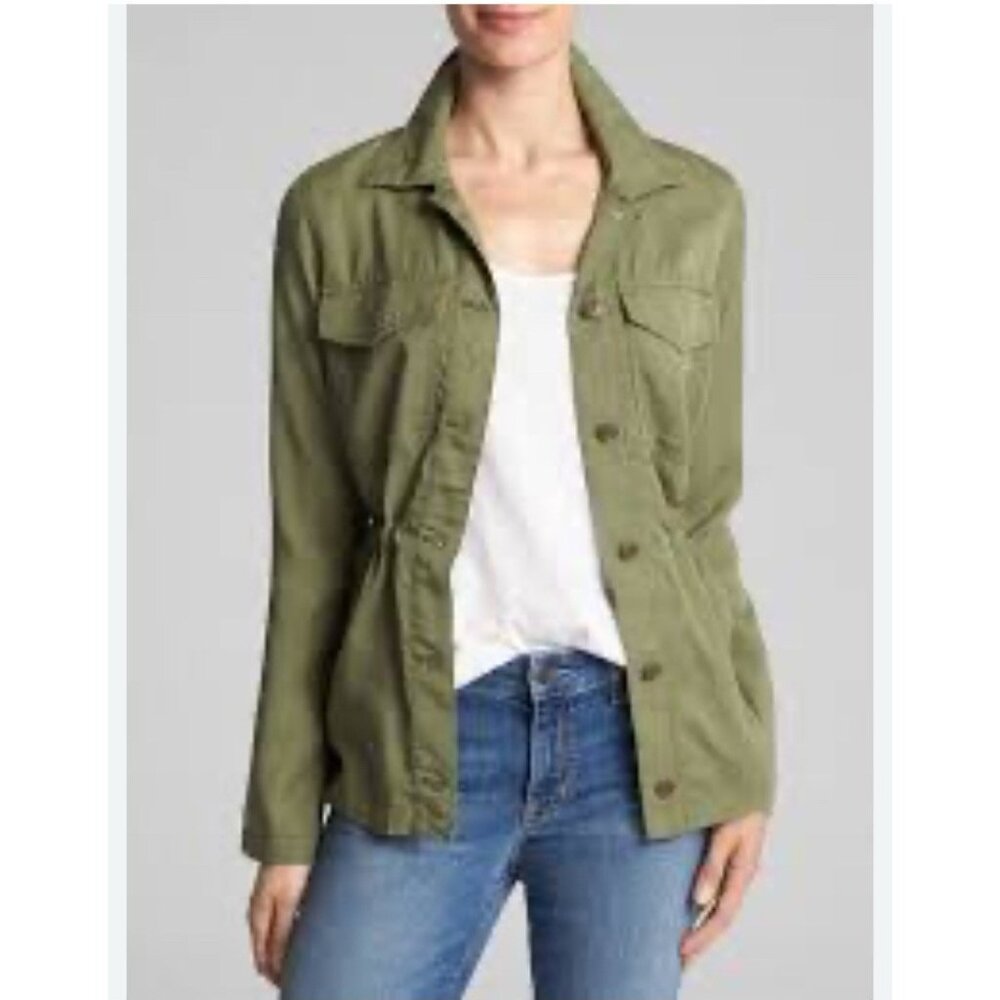 Gap Jacket Womens  Green Army Utility Button Up Pockets Lightweight Sz S